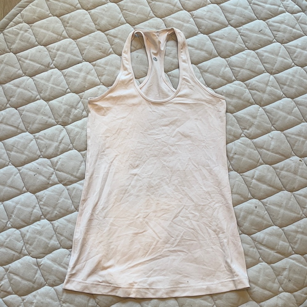 Lululemon light pink cotton racerback halter tank top blouse shirt workout